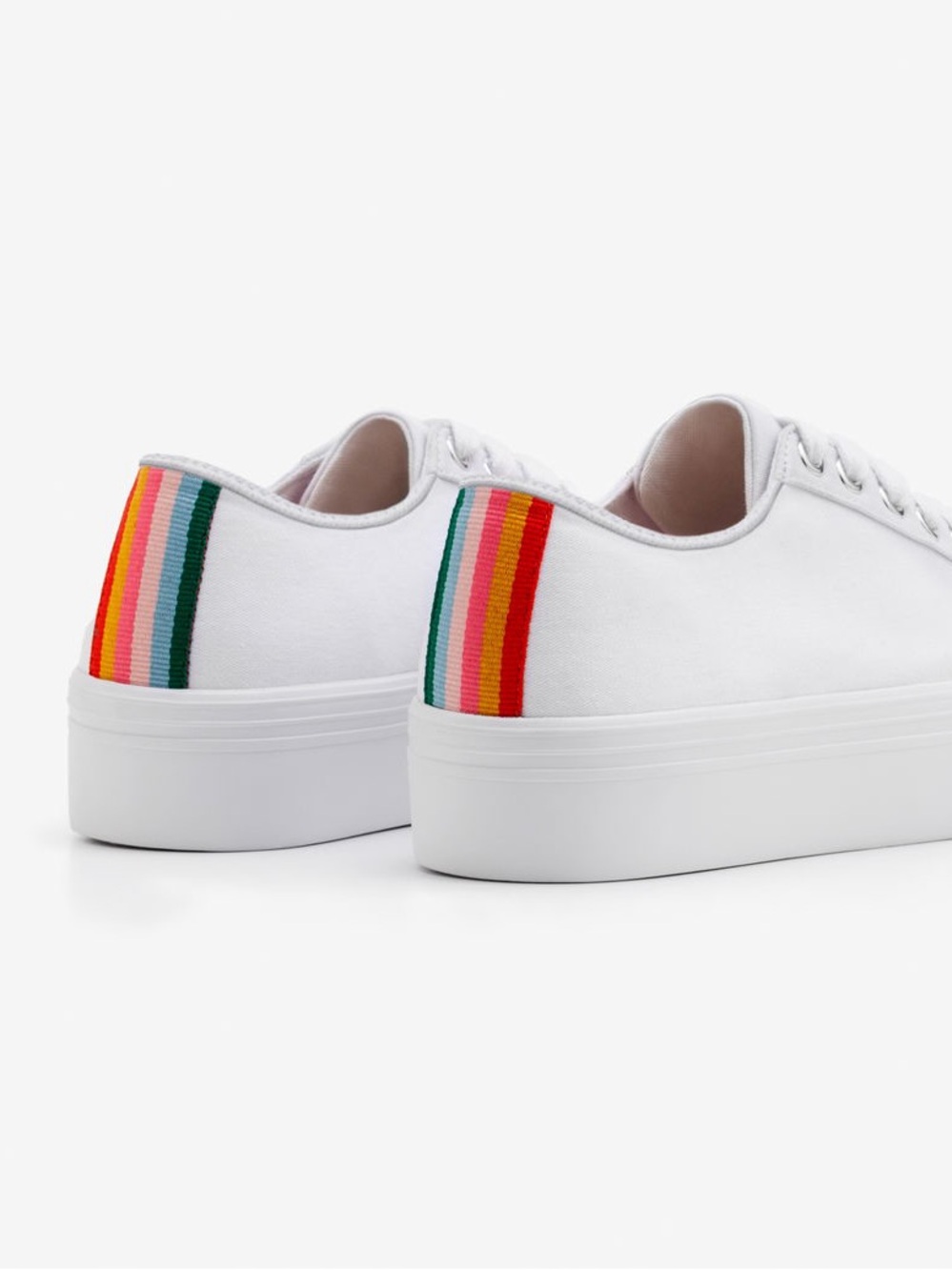 Boden Women’s Canvas Flatform Plimsolls White With Rainbow Stripe EU 36 (US 5.5)